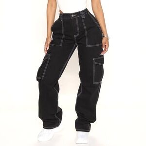 Fashion Nova Black & White Cargo Pants